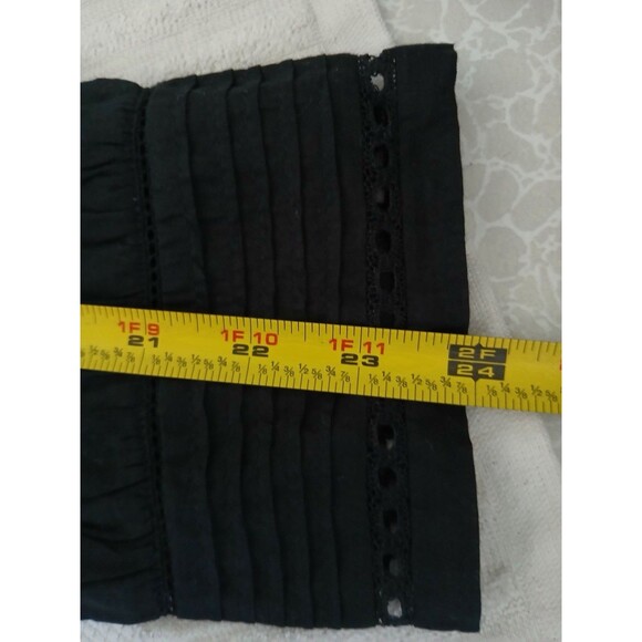 J.Crew Womens XXL Black Pintuck Blouse Long Sleeve Button Front Boho Top - Picture 13 of 16